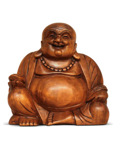 Estatua de Buda Feliz de Madera G6 Collection 20 cm Tallada a Mano