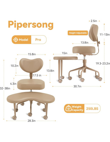 Silla de Meditación Pipersong con Respaldo Ajustable Negro