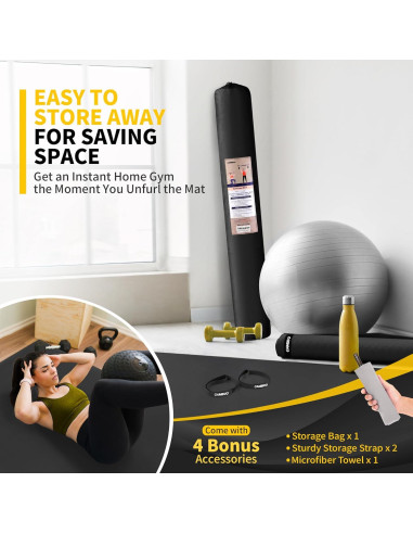 Alfombrilla de Ejercicio CAMBIVO 2.13m x 1.52m Antideslizante 7mm