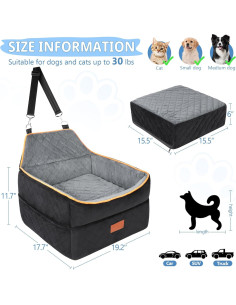 Asiento de Coche para Perros GL GLENSLAVE - Cojín Viscoelástico 0-15.88 kg 2