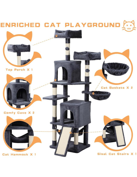 Árbol para Gatos LETKIND 70 cm con Hamaca y Rascador