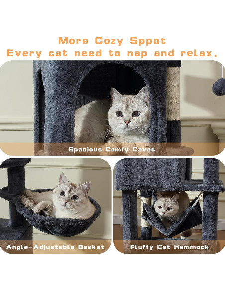 Árbol para Gatos LETKIND 70 cm con Hamaca y Rascador