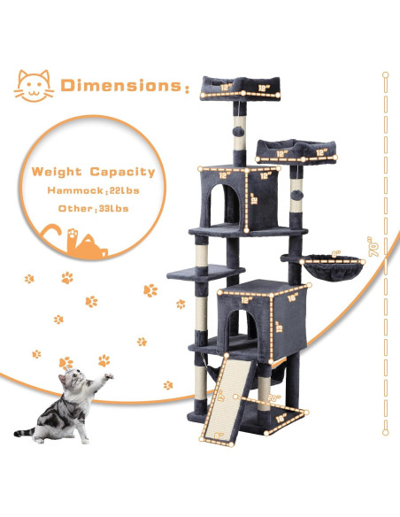 Árbol para Gatos LETKIND 70 cm con Hamaca y Rascador