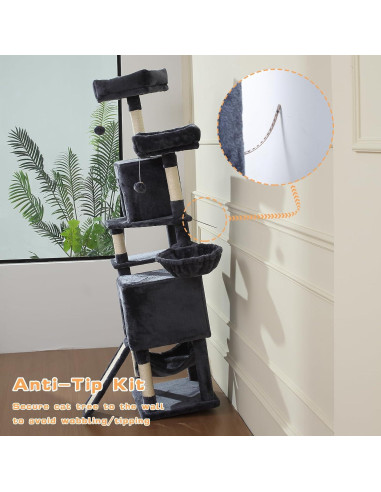 Árbol para Gatos LETKIND 70 cm con Hamaca y Rascador