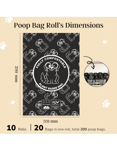 Bolsas biodegradables para excremento de perro EL NOPOO POUCH - 200 unidades