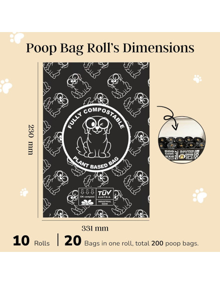 Bolsas biodegradables para excremento de perro EL NOPOO POUCH - 200 unidades