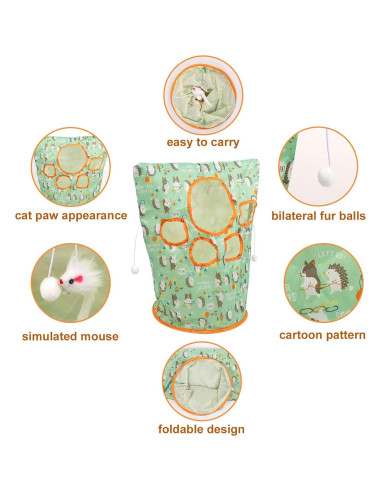 Túnel para Gatos BOXOB 50x44.5 cm con Juguete Interactivo