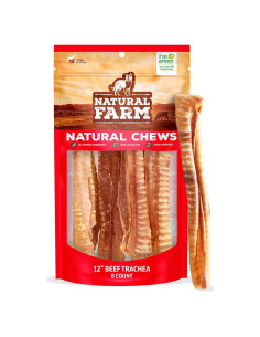 Tráqueas de Res Natural Farm 30.48 cm - 8 Paquete Masticables