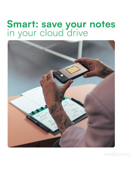 Cuaderno inteligente reutilizable A5 MODUBOOQ con 4 bolígrafos