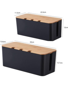 Caja Organizadora de Cables AXLOFO con Tapa de Bambú 2 Pcs 2
