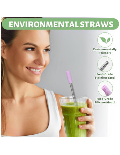 Popotes Reutilizables de Metal Bryzaxu, 3 Piezas Telescópicos 2