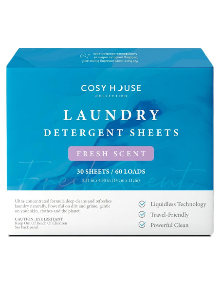 Hojas de Detergente para Ropa Cosy House - Aroma Fresco, 30 Hojas