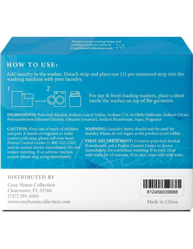 Hojas de Detergente para Ropa Cosy House - Aroma Fresco, 30 Hojas