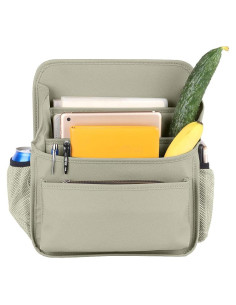 Organizador de Asiento Frontal Viaviat Beige con Soporte para Tazas