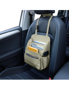 Organizador de Asiento Frontal Viaviat Beige con Soporte para Tazas 2