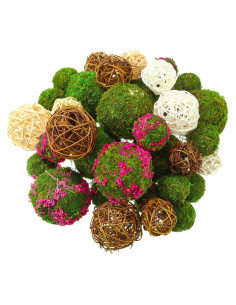 Yunsailing 36 Pcs Bolas Decorativas de Musgo y Mimbre 7-8 cm