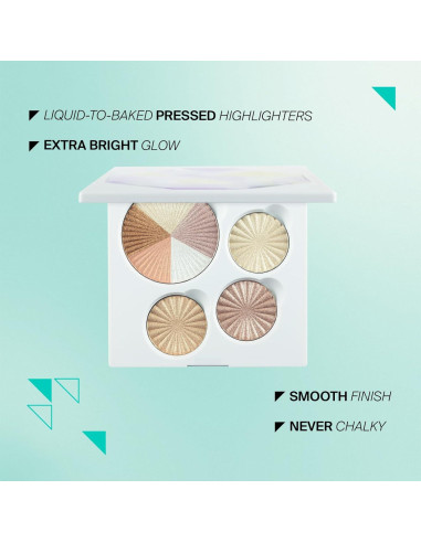 Paleta Iluminador Facial Brilla - 8 Tonos, Recipiente Recargable