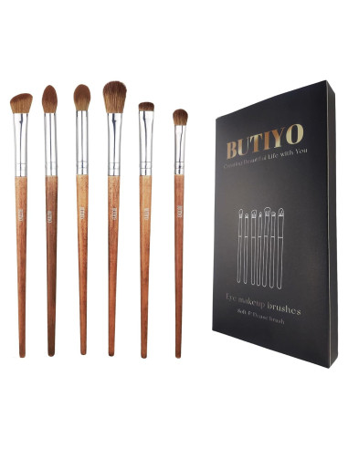 Juego de Brochas de Maquillaje BUTIYO 6 Pcs Pelo Natural