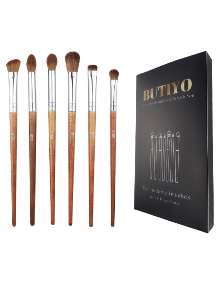 Juego de Brochas de Maquillaje BUTIYO 6 Pcs Pelo Natural