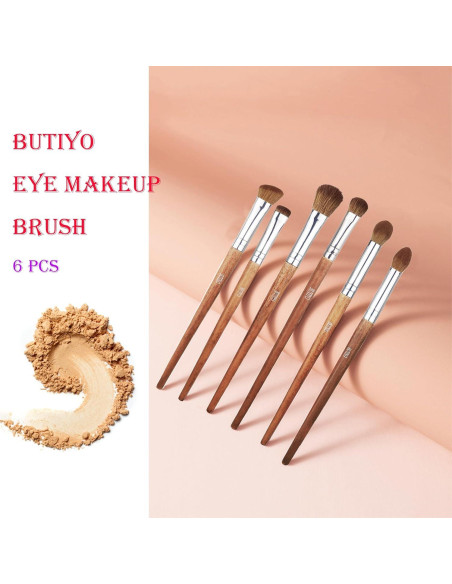 Juego de Brochas de Maquillaje BUTIYO 6 Pcs Pelo Natural
