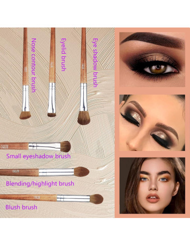 Juego de Brochas de Maquillaje BUTIYO 6 Pcs Pelo Natural