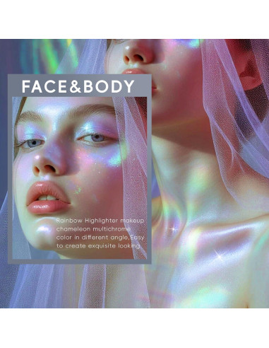 Paleta de Iluminador Chameleon 5 Colores - Maquillaje Holográfico