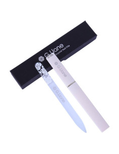 Lima de Uñas de Cristal G.Liane Doble Cara 14cm Rosa Blanco
