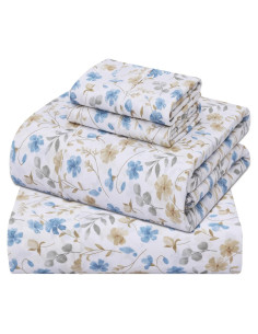 Juego de Sábanas Queen ZOYER 100% Algodón Costa Campestre 4 Piezas