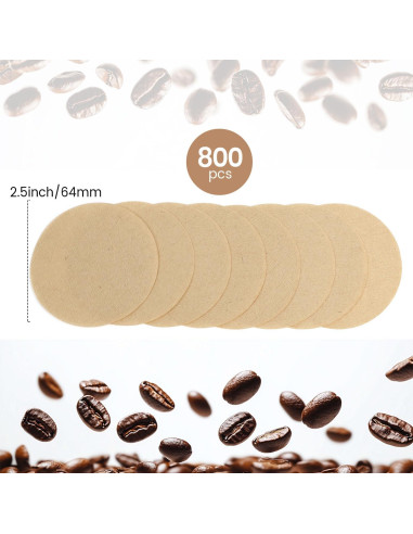 Filtros de Papel para Café Clinuse 800 Unidades 64 mm Sin Blanquear