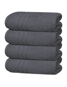 Juego de 4 Toallas de Baño Tens, 100% Algodón, 68.5 x 137 cm, Gris