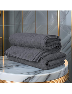 Juego de 4 Toallas de Baño Tens, 100% Algodón, 68.5 x 137 cm, Gris 2