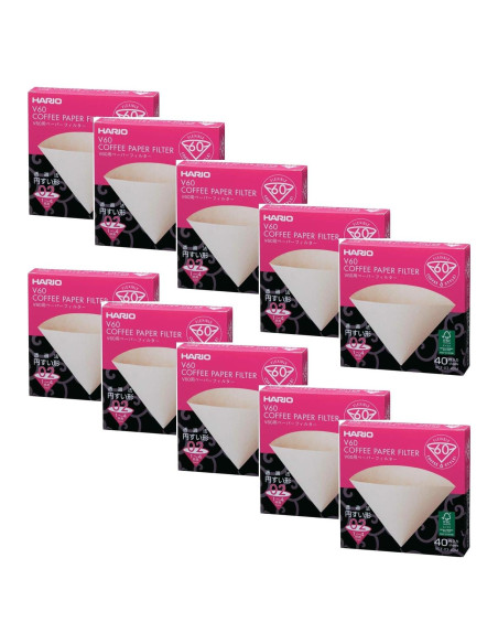 Filtros de Papel Natural Hario V60 Tamaño 02 - 10 Cajas de 40 Hojas