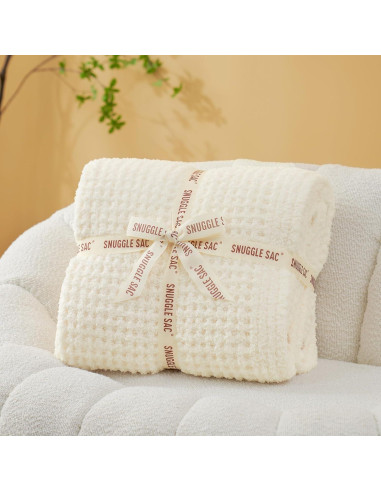 Manta de Waffle Snuggle Sac Crema 127x152 cm Microfibra Suave