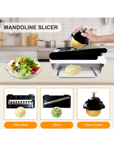 Picador de Verduras Strangefly 16 en 1 Multifuncional Negro