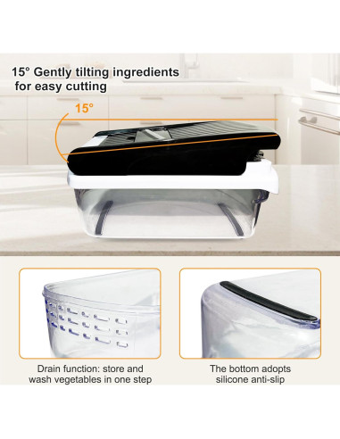 Picador de Verduras Strangefly 16 en 1 Multifuncional Negro