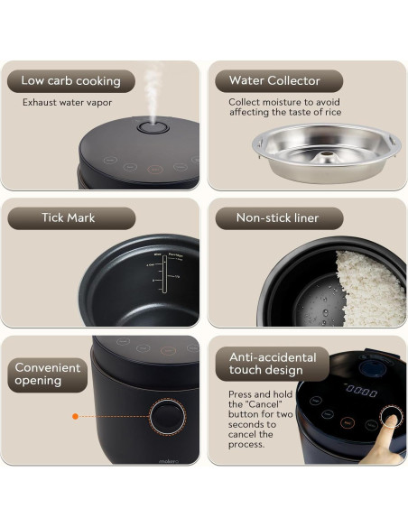 Cocinero de Arroz Mokero Bajo en Carbohidratos 2 Tazas