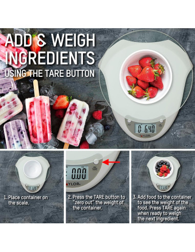 Báscula de Cocina Digital Taylor 5 kg con Plataforma de Vidrio