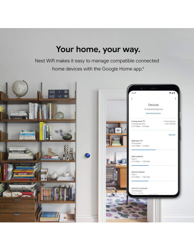 Router Google Nest WiFi 3 Pack Renovado 4x4 AC2200 613 m
