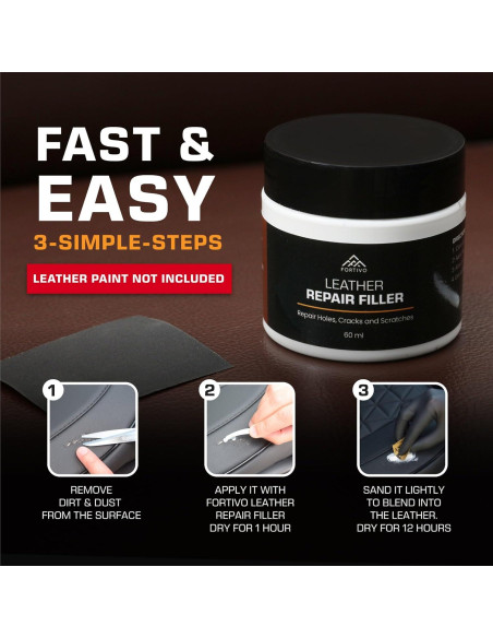 Relleno de Cuero Pintable Fortivo 60 mL - Reparación de Rayones Relleno de Cuero Pintable Fortivo 60 mL - Reparación de Rayones