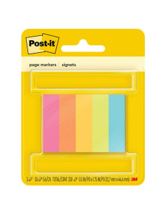 Marcadores de Página Post-it 670-5AF, Colores Fluorescentes, 1.27 x 4.45 cm, 50 Hojas, 5 Pads