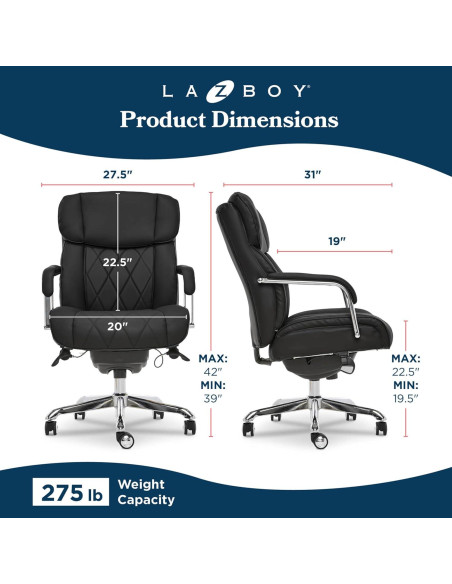Silla de Oficina Ergonómica La-Z-Boy Sutherland Cuero Negro