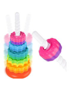 Juguete Apilable Giratorio NiToy Torre Arcoíris 6 Discos