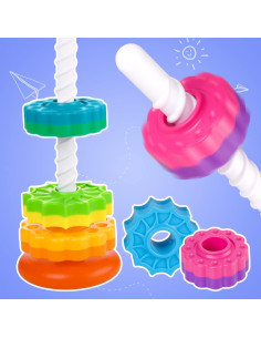 Juguete Apilable Giratorio NiToy Torre Arcoíris 6 Discos 2