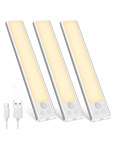 Paquete de 3 Luces Bajo Gabinete DEALGADGETS 32 LED Recargables