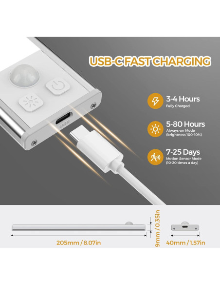 Paquete de 3 Luces Bajo Gabinete DEALGADGETS 32 LED Recargables