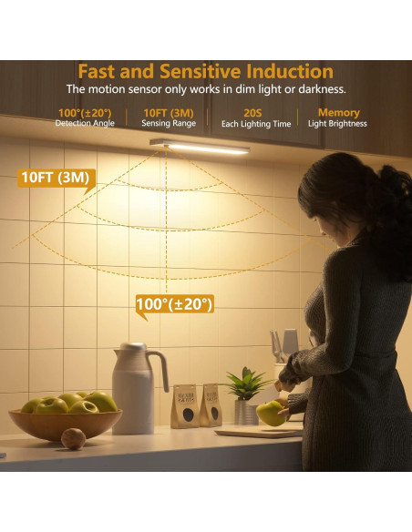 Paquete de 3 Luces Bajo Gabinete DEALGADGETS 32 LED Recargables