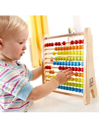 Ábaco de Cuentas Arcoíris Hape - 10 Filas, 5 Colores, 90g