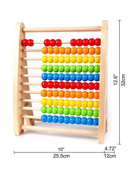 Ábaco de Cuentas Arcoíris Hape - 10 Filas, 5 Colores, 90g