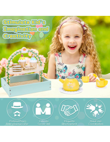 Juego de Té de Madera Hysagtek para Niños 1.21 kg