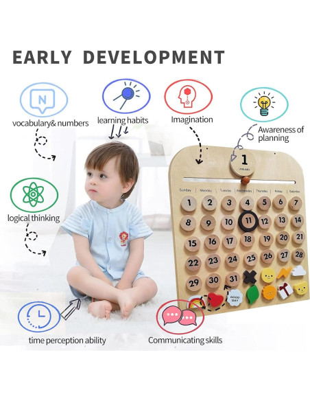Calendario Montessori de Madera N.thr - Educativo para Niños Calendario Montessori de Madera N.thr - Educativo para Niños